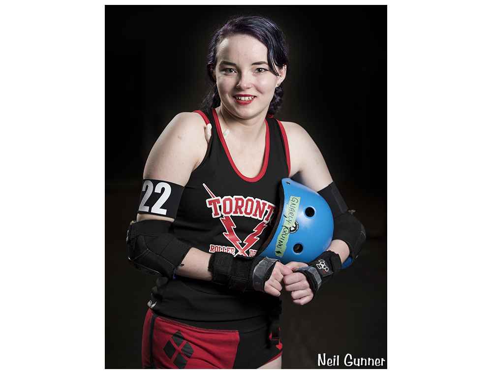 Portrait of Gnarly Quinn, Toronto Roller Derby Vipers